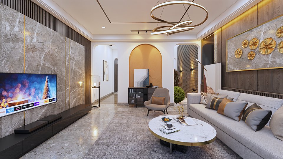 Thiết kế nội thất nhà 3 tầng 100m2 tại Thủ Đức sang trọng và tinh tế
